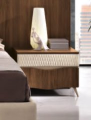 Saltarelli Mobili Saltarelli Emozioni Walnut Night Stand With Wooden Top and Upholstered Drawer
