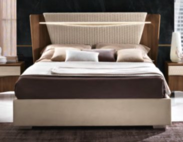 Saltarelli Mobili Saltarelli Emozioni Walnut Bed With Narrow Upholstered Headboard and Upholstered Sides