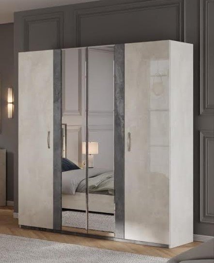 San Martino Italy San Martino Claudia High Gloss 4 Door Wardrobe With 2 Mirror Doors