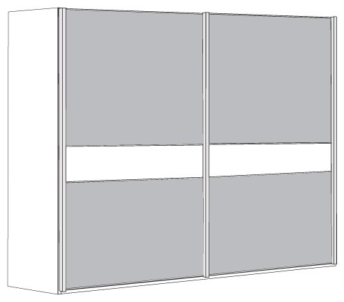 3 Door Sliding Wardrobe with 1 Centre Pebble Grey Glass and 2 Wooden Doors in Carcase Colour, all do