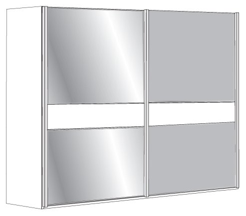 3 Door Sliding Wardrobe with Pebble Grey Glass, all doors with 5 Panels
