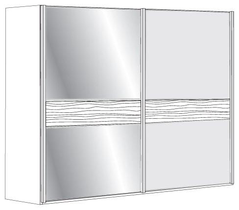 2 Door Sliding Wardrobe with Havana Glass, all doors with 2 Panels