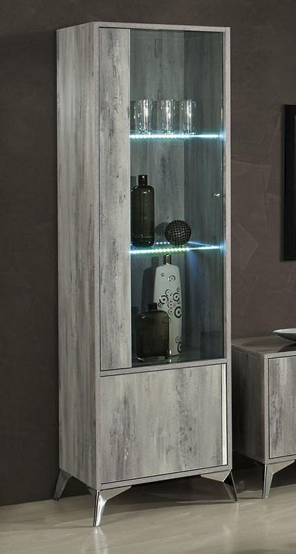 Accadueo H2O H2O Design Alexa Light Grey Glossy 1 Door Vitrine