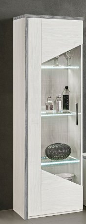 Accadueo H2O H2O Design Margot White-Silver 1 Door Vetrine With Led Lights