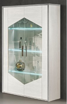 Accadueo H2O H2O Design Margot White-Silver 2 Door Vetrine With Led Lights