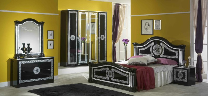 Ben Company Ben Company New Serena Black & Silver Bed Room Group with 4 Door Wardrobe