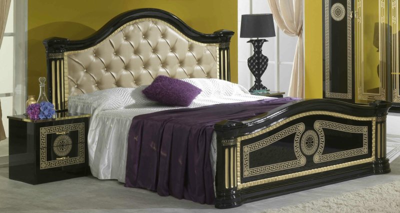 Ben Company Ben Company New Serena Black & Gold Padded Headboard Bed