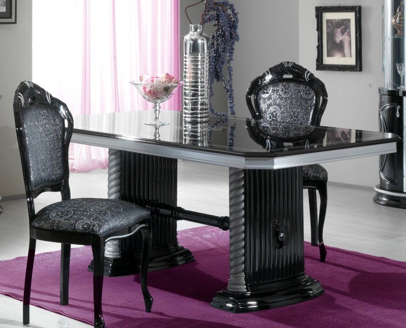 Ben Company Ben Company New Venus Black & Silver Ext- Dining Table