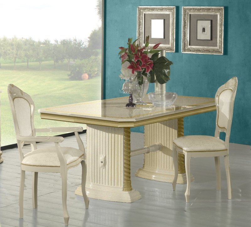 Ben Company Ben Company New Venus Beige& Gold Dining Set with Rectangular Table