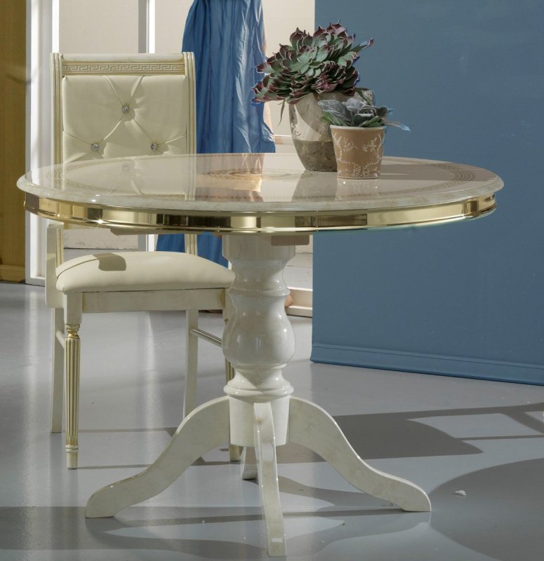 Ben Company Ben Company New Venus Beige& Gold Dining Table With Extension
