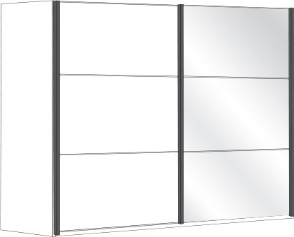 3 Door Sliding Wardrobe with Pebble Grey Glass, all doors with 2 Panels