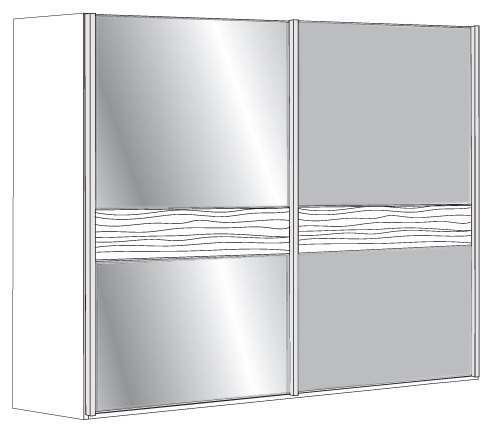 4 Door Sliding Wardrobe with 2 Centre Crystal Mirror and 2 Pebble Grey Glass with 2 Panels,synchrono