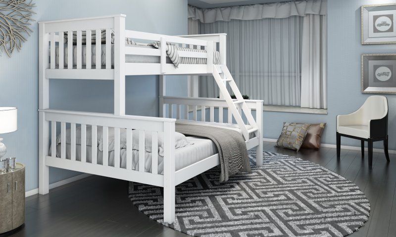 Triple White Bunk Bed Full Double