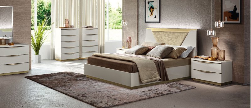 Camel Group Camel Group Kharma White Gloss Bed With Padded Headboard