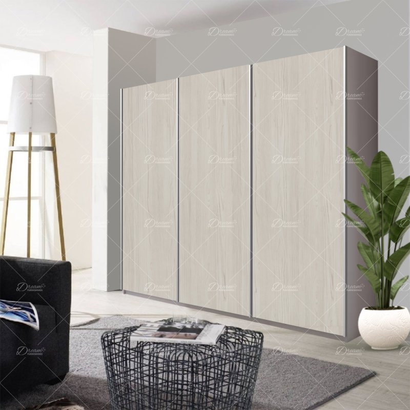 Wiemann German Furniture Wiemann Bern sliding door wardrobe of width 250cm without cornice, with handles in silver/slate