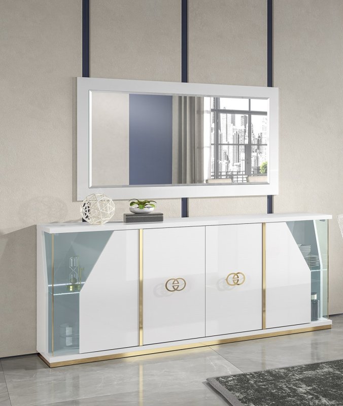 Accadueo H2O H2O Design Vogue White and Gold 4 Door Buffet