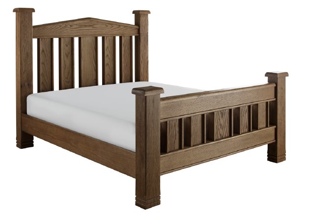 Crowther Vermont Solid Wood Bed in Natural Oak and High Gloss