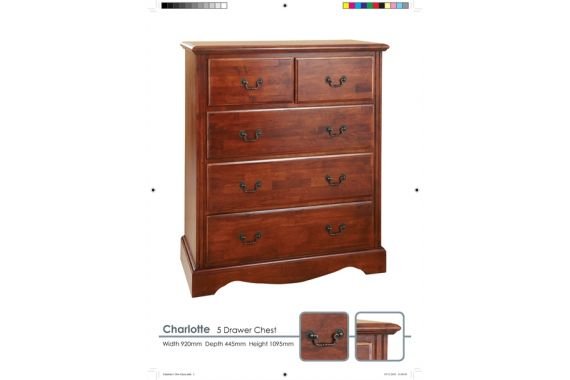 Crowther Charlotte Solid Wooden 5 Drawer Tallboy
