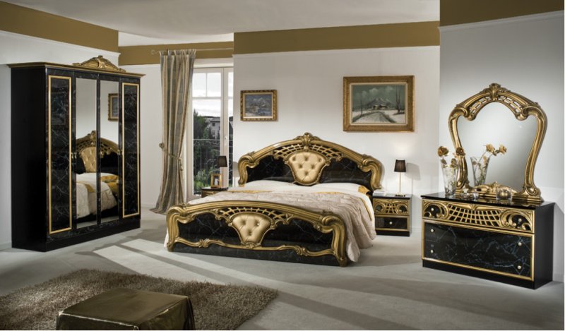 Dima Mobili Dima Mobili Lara Black and Gold Bedroom