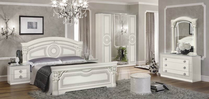 Camel Group Camel Group Aida White and Silver Bedroom Set