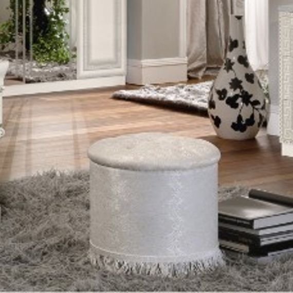 Camel Group Camel Group Aida White and Silver Bedroom Chair / Pouf