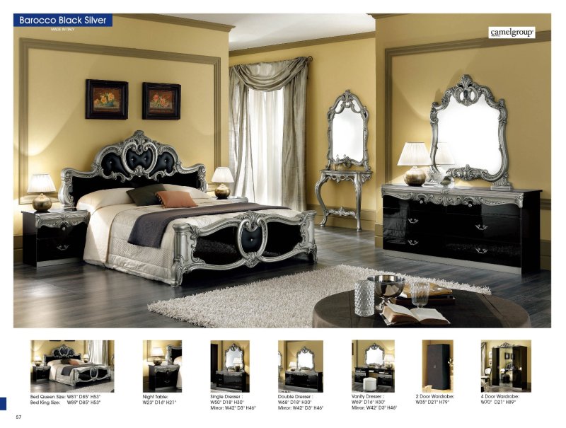 Camel Group Camel Group Barocco Black and Silver Bedroom Set