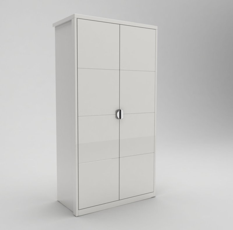 GCL Bedrooms GCL Eleanor White High Gloss 2 Door Gents Hinged Wardrobe