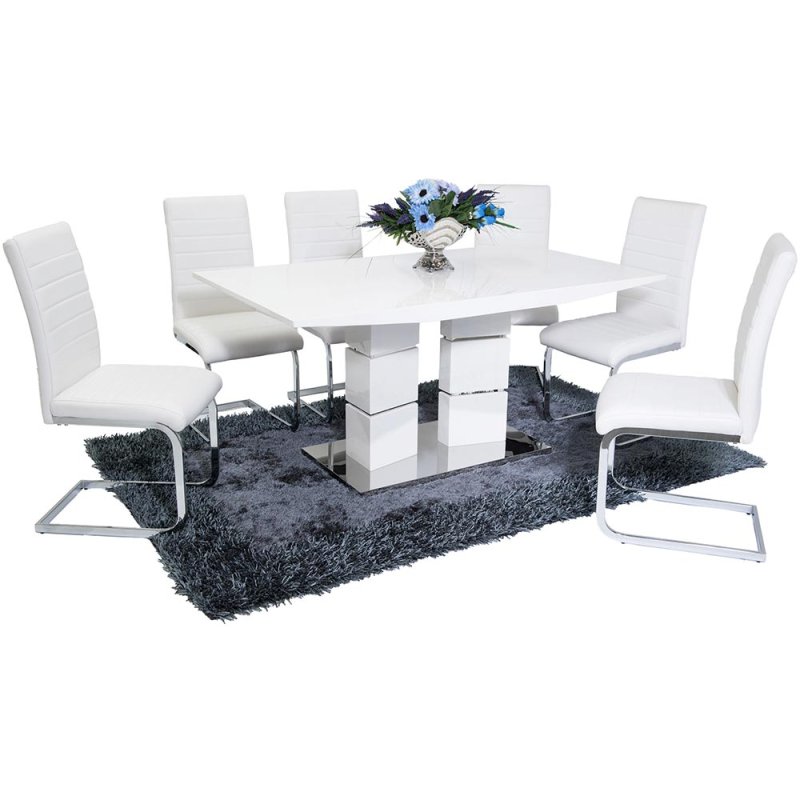 Dream Home Furnishings Vegas White High Gloss Dining Table