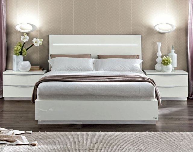 Camel Group Camel Group Onda White High Gloss Bed Frame with and without Storage