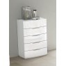 GCL Bedrooms Eleanor White High Gloss 5 Drawer Chest