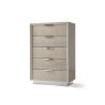 GCL Bedrooms Lucia High Gloss Cream Walnut 5 Drawer Tall Chest