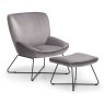 Julian Bowen JULIAN BOWEN MILA VELVET ACCENT CHAIR WITH STOOL - GREY