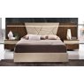 Saltarelli Mobili Saltarelli Emozioni Walnut Bed With Upholstered Headboard and Nightstand Back Panels, Upholstered Si