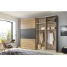 Wiemann Korfu 200 cm 2 Door Sliding Wardrobe with Center Panel in Carcase colour and Front in Bianco Oak Finish
