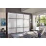 Wiemann Rialto 250 cm3 Door Sliding Door Wardrobe with Front in White Glass and 2 Cross Trim with Pebble Glass Finish